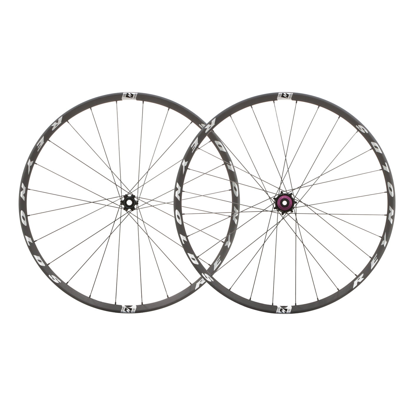 Pair of Reynolds 309 Expert XC carbon bicycle wheels on a white background